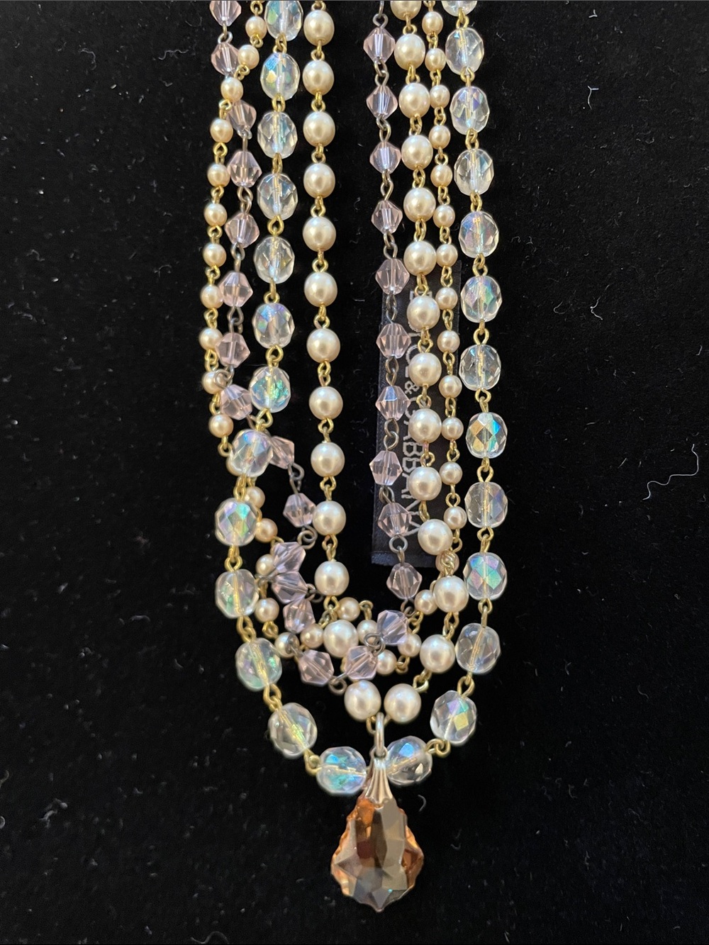Multi-Strand Iridescent Pearl Necklace - Unbranded adjustable length